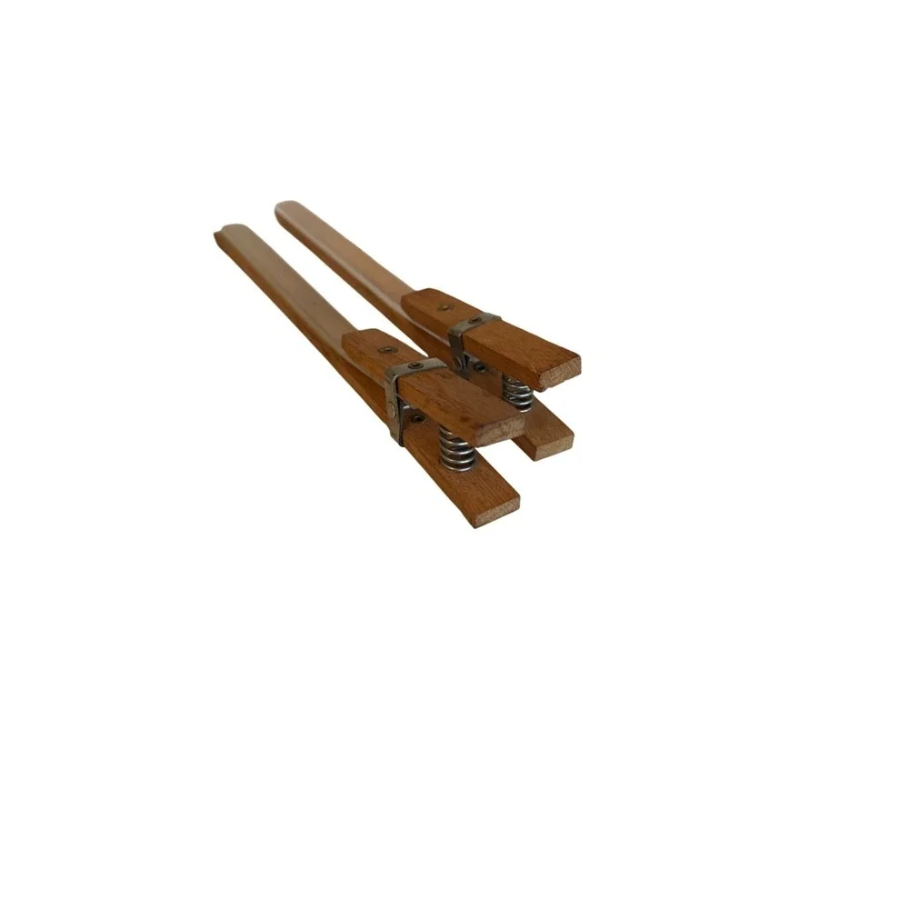 Hanger Clips Brown Vintage Wooden Pant Skirt Spring Loaded Set of 2